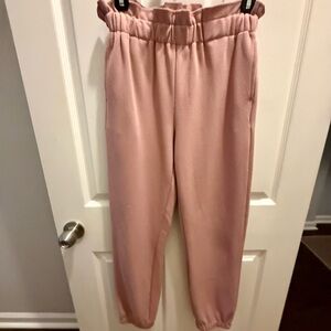 Bar III Rose Pink Elastic-Waist Track Pants
